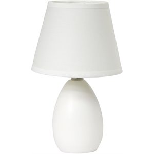 simple designs ceramic globe table lamp in off white with off white shade