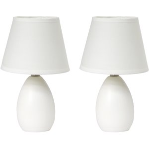 simple designs ceramic globe table lamp 2 pack in off white with off white shade