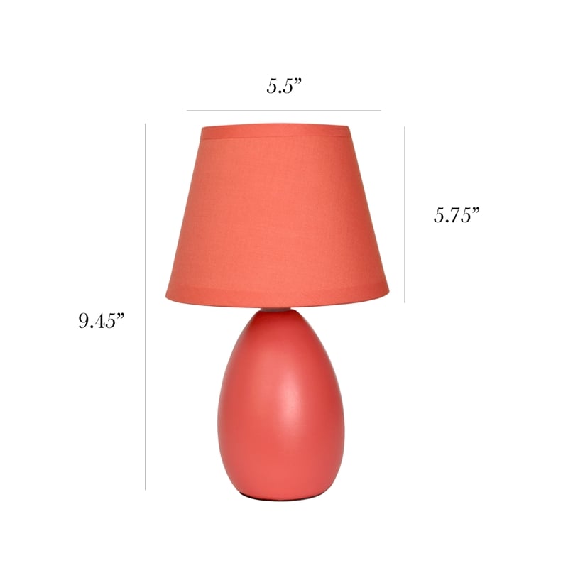 Simple Designs Ceramic Globe Table Lamp 2 Pack in Orange with Orange Shade
