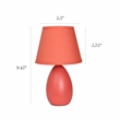 Simple Designs Ceramic Globe Table Lamp 2 Pack in Orange with Orange Shade