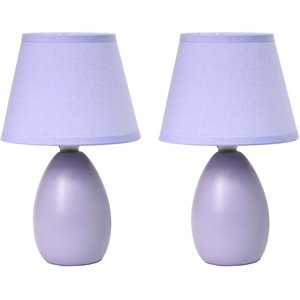 simple designs ceramic globe table lamp 2 pack in purple with purple shade