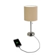 LimeLights Metal Stick Lamp w/ Power Outlet in Tan with Tan Shade