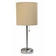 LimeLights Metal Stick Lamp w/ Power Outlet in Tan with Tan Shade
