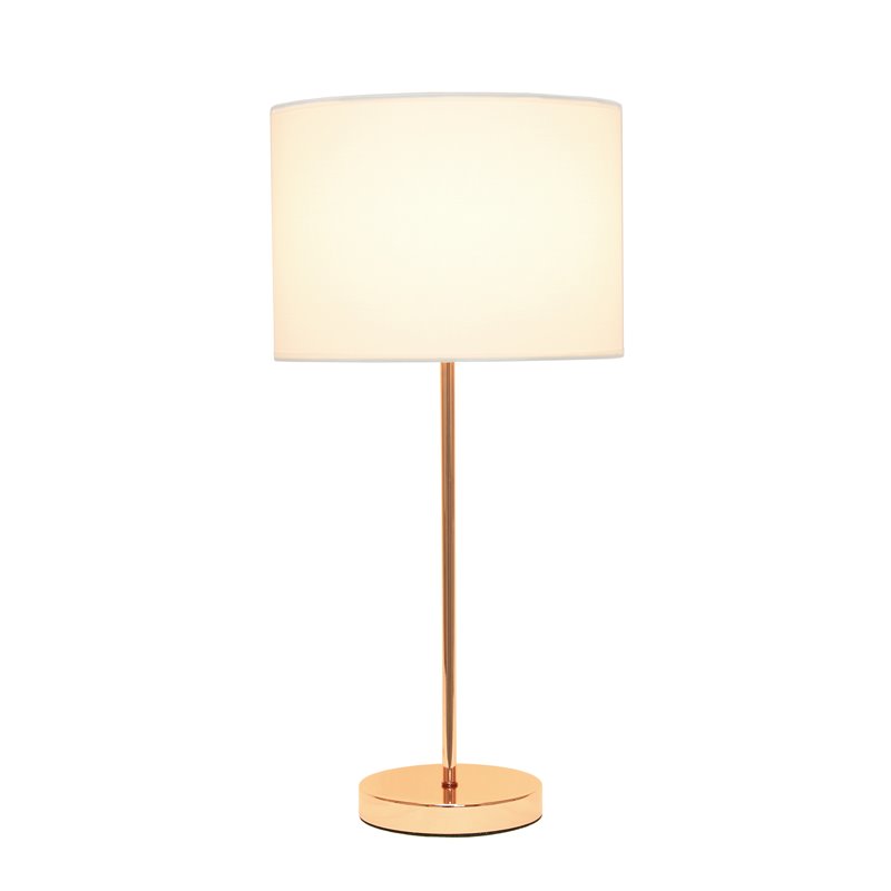 Simple Designs Metal Stick Lamp in Rose Gold with White Shade