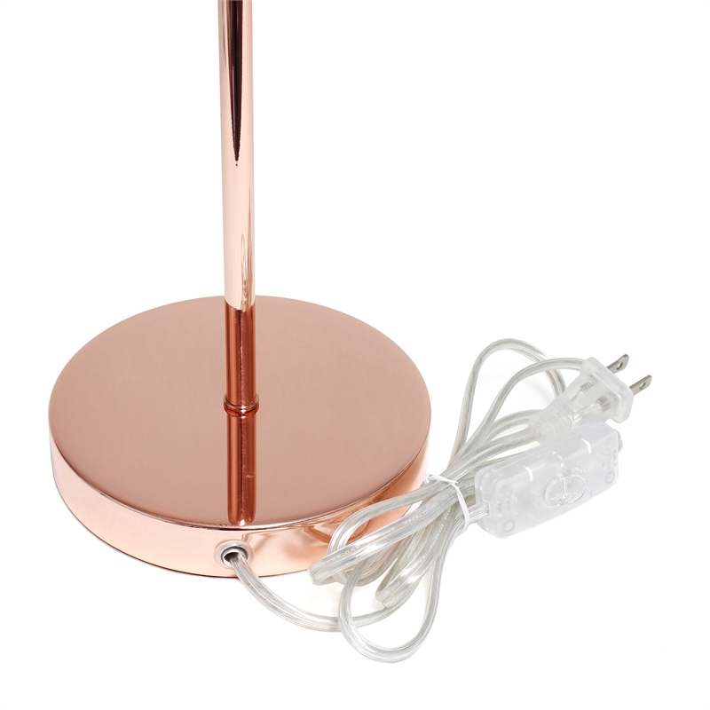 Simple Designs Metal Stick Lamp in Rose Gold with White Shade