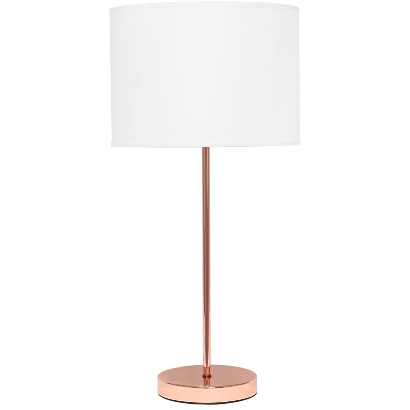 Simple Designs Metal Stick Lamp in Rose Gold with White Shade