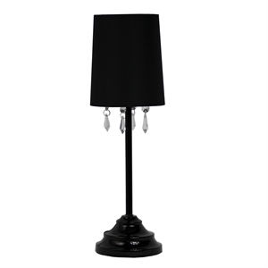 simple designs metal table lamp w/ hanging beads in black with black shade