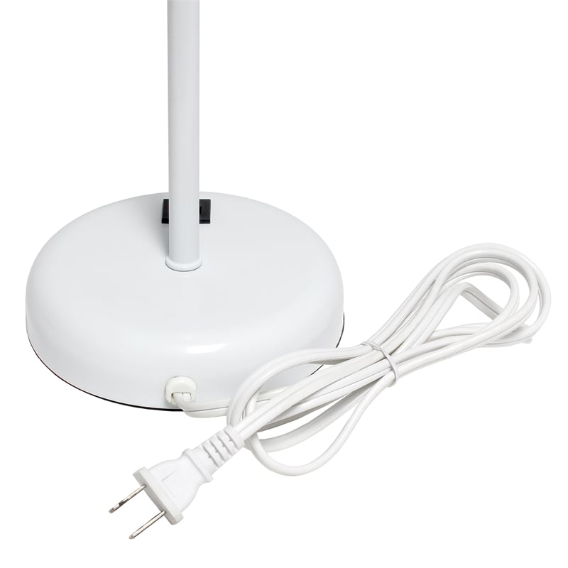 LimeLights Metal Stick Lamp w/ USB Port in White with Gray Shade