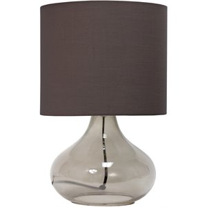 simple designs glass raindrop table lamp in smoke gray with gray shade