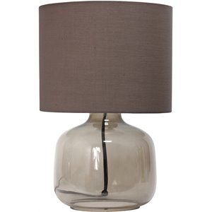 simple designs glass table lamp in smoke gray with gray shade