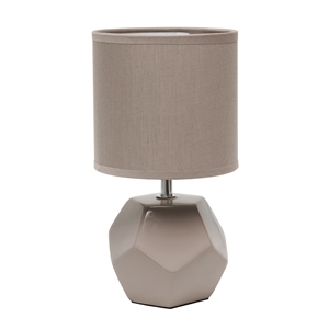 simple designs ceramic round prism table lamp in gray with gray shade