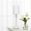 Simple Designs Metal Table Lamp w Hanging Beads in White with White Shade