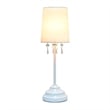 Simple Designs Metal Table Lamp w Hanging Beads in White with White Shade