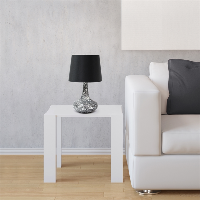 Simple Designs Resin Mosaic Genie Table Lamp in Black