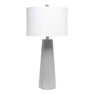 lalia home concrete pillar table lamp in concrete gray with white shade
