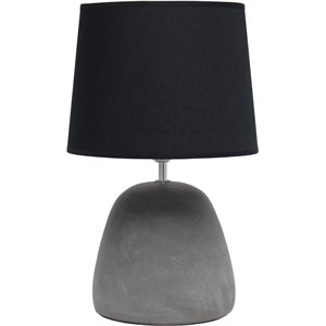simple designs concrete round table lamp in gray with black shade