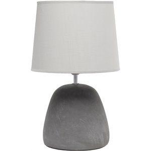 simple designs concrete round table lamp in gray with gray shade