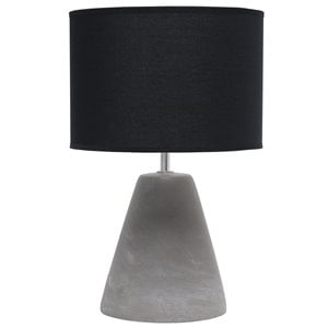simple designs concrete pinnacle table lamp in gray with black shade