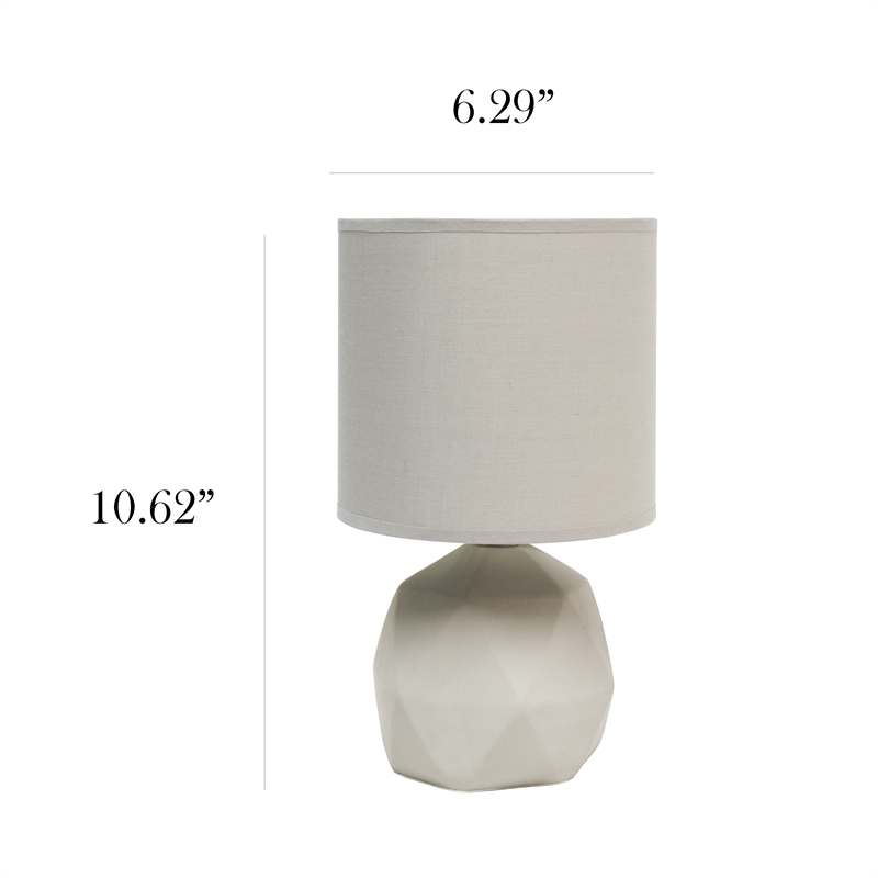 Simple Designs Concrete Geometric Table Lamp in Gray with Gray Shade