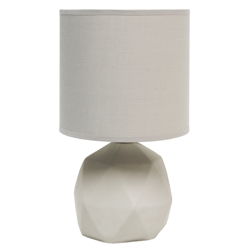 Simple Designs Concrete Geometric Table Lamp in Gray with Gray Shade
