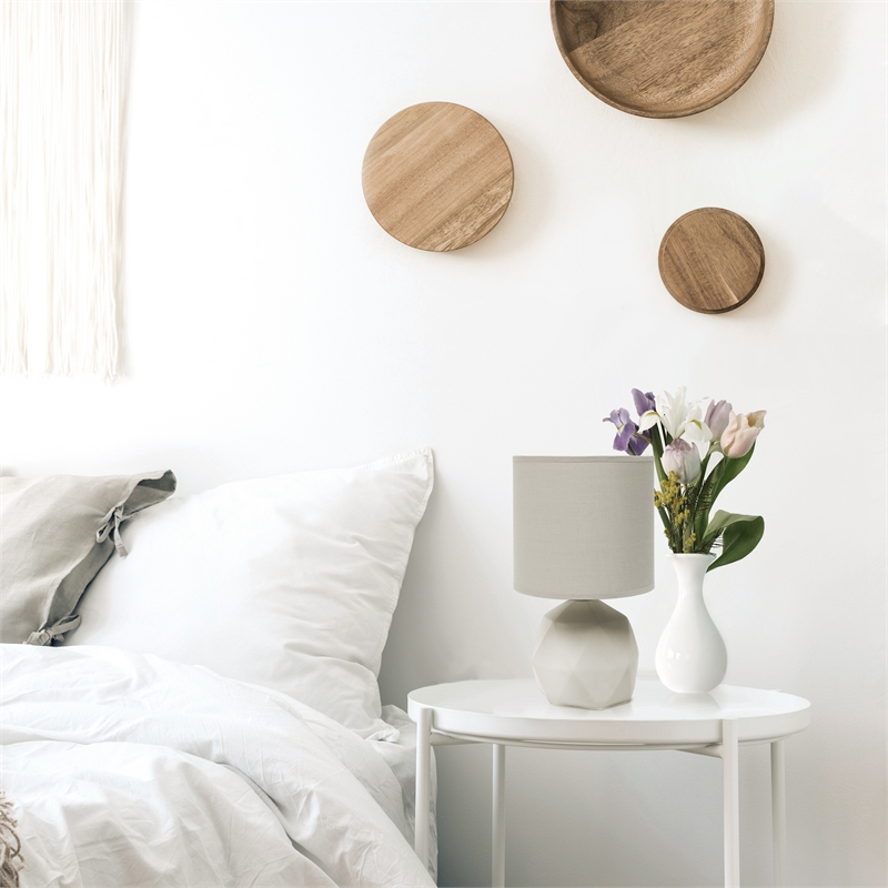 Simple Designs Concrete Geometric Table Lamp in Gray with Gray Shade