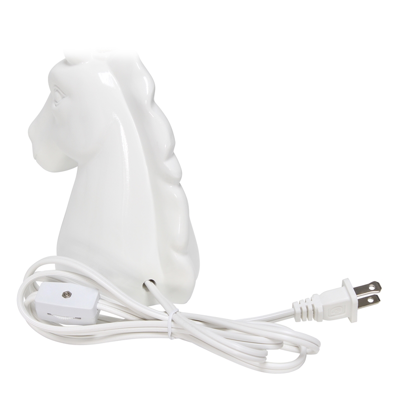 Simple Designs Resin Sparkling Silver Unicorn Table Lamp with White Shade