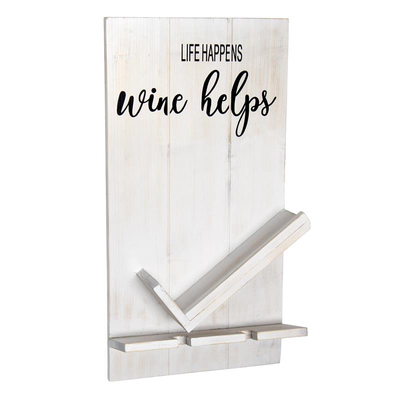 Elegant Designs Lucca Wall Mounted Wooden Wine Bottle Shelf White Wash