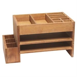 Elegant Designs Home Office Desk Organizer with Storage Cubbies Natural Wood
