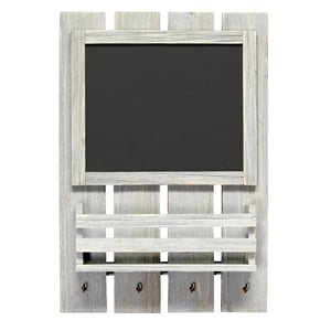 Elegant Designs Chalkboard Sign with Key Holder Hooks Gray Wash