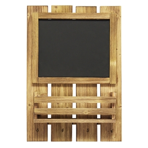 Elegant Designs Chalkboard Sign with Key Holder Hooks Natural Wood