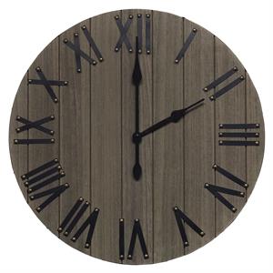 Elegant Designs Handsome 21&quot Rustic Farmhouse Wood Wall Clock  Rustic Gray