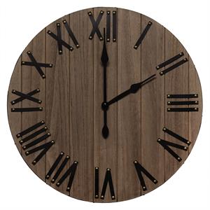 Elegant Designs Handsome 21&quot Rustic Farmhouse Wood Wall Clock  Restored Wood