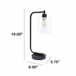 Lalia Home Modern Iron Desk Lamp with Glass Shade Black