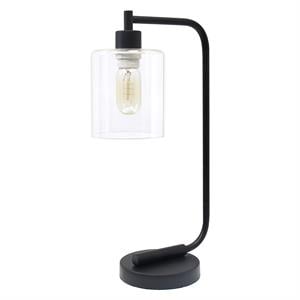 lalia home modern iron desk lamp with glass shade black