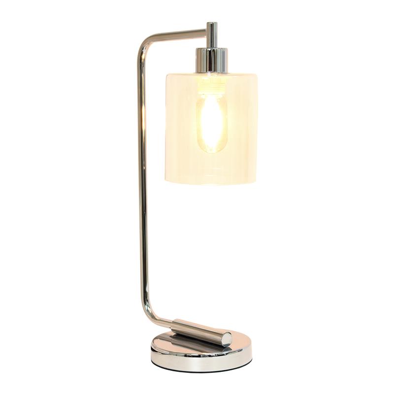Lalia Home Modern Iron Desk Lamp with Glass Shade Chrome