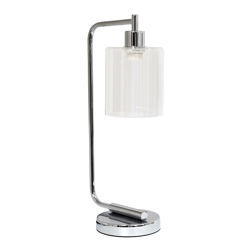 Lalia Home Modern Iron Desk Lamp with Glass Shade Chrome