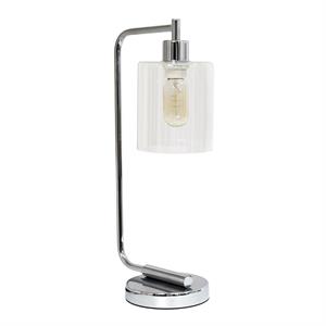 lalia home modern iron desk lamp with glass shade chrome