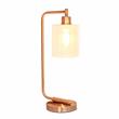 Lalia Home Modern Iron Desk Lamp with Glass Shade Rose Gold
