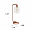 Lalia Home Modern Iron Desk Lamp with Glass Shade Rose Gold