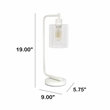 Lalia Home Modern Iron Desk Lamp with Glass Shade White