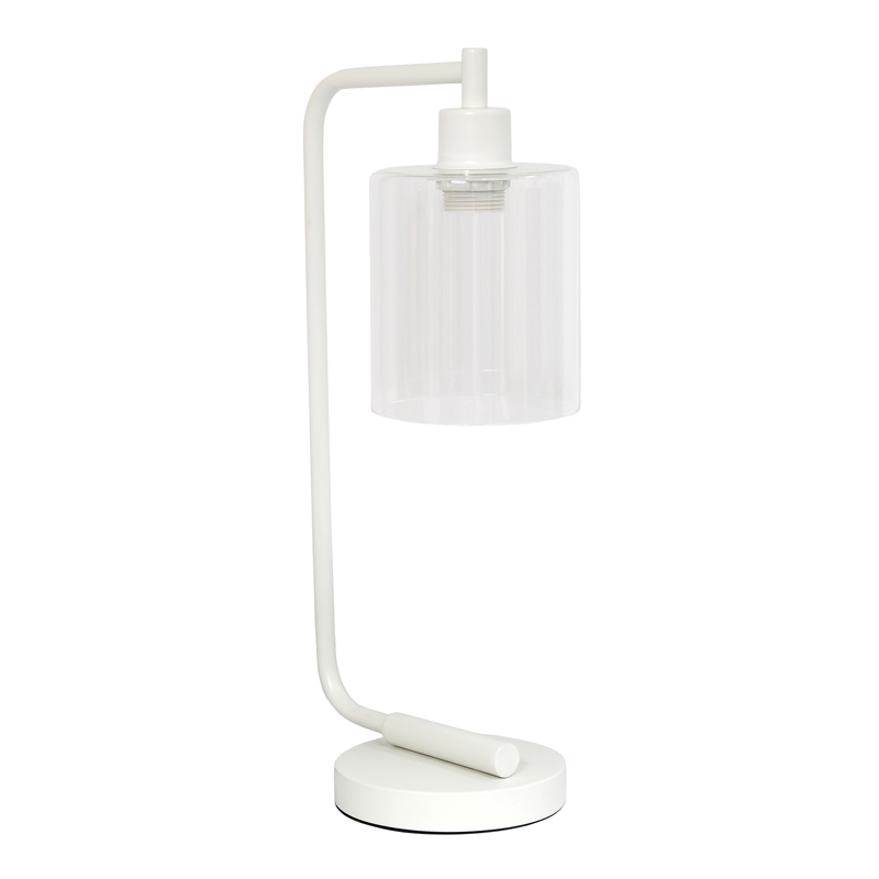 Lalia Home Modern Iron Desk Lamp with Glass Shade White