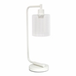 Lalia Home Modern Iron Desk Lamp with Glass Shade White