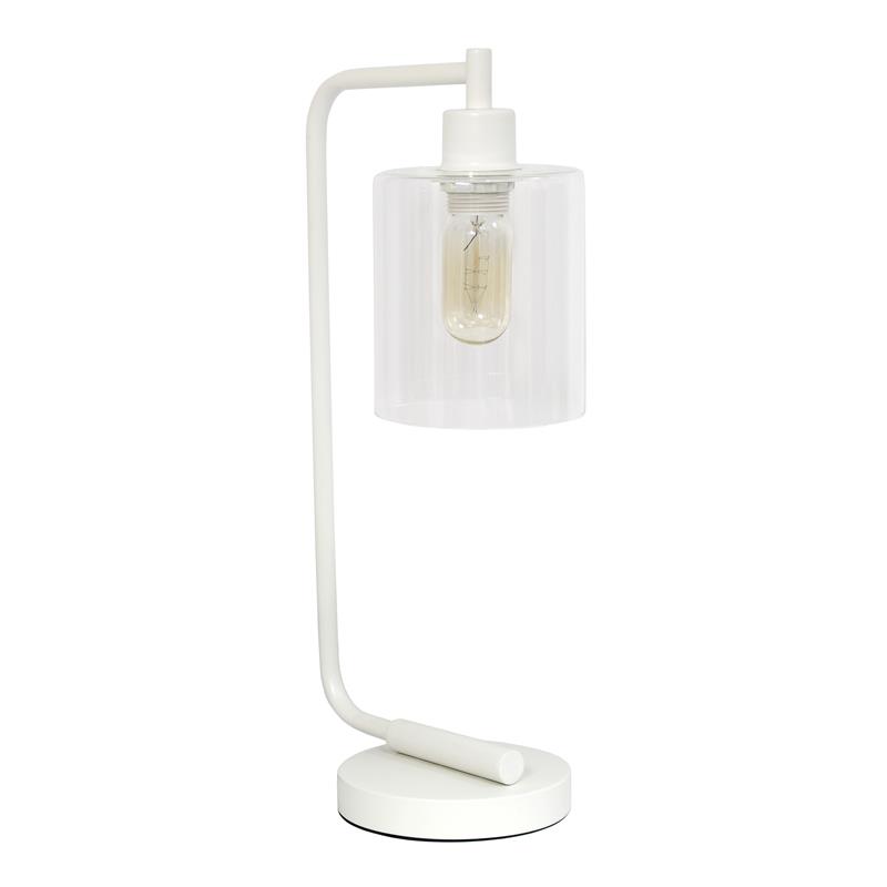 Lalia Home Modern Iron Desk Lamp with Glass Shade White