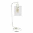 Lalia Home Modern Iron Desk Lamp with Glass Shade White