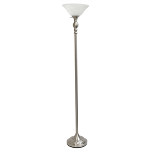 lalia home classic 1 lt torchiere floor lamp with glass shade brushed nickel
