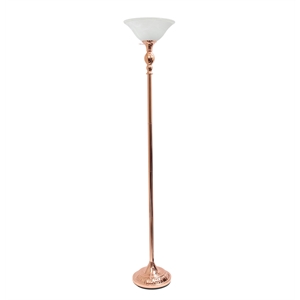 lalia home classic 1 lt iron torchiere floor lamp with glass shade rose gold