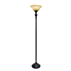 lalia home classic 1 lt torchiere floor lamp with glass shade restoration bronze