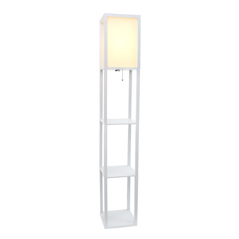 Lalia Home Column Shelf Floor Lamp with Linen Shade White