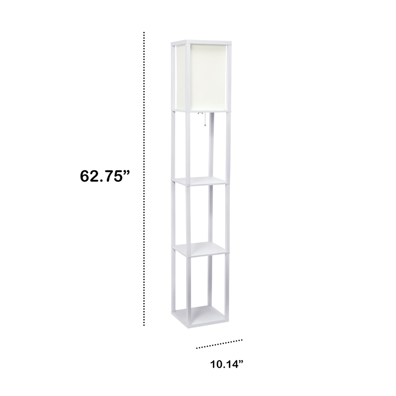 Lalia Home Column Shelf Floor Lamp with Linen Shade White