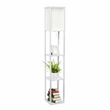 Lalia Home Column Shelf Floor Lamp with Linen Shade White